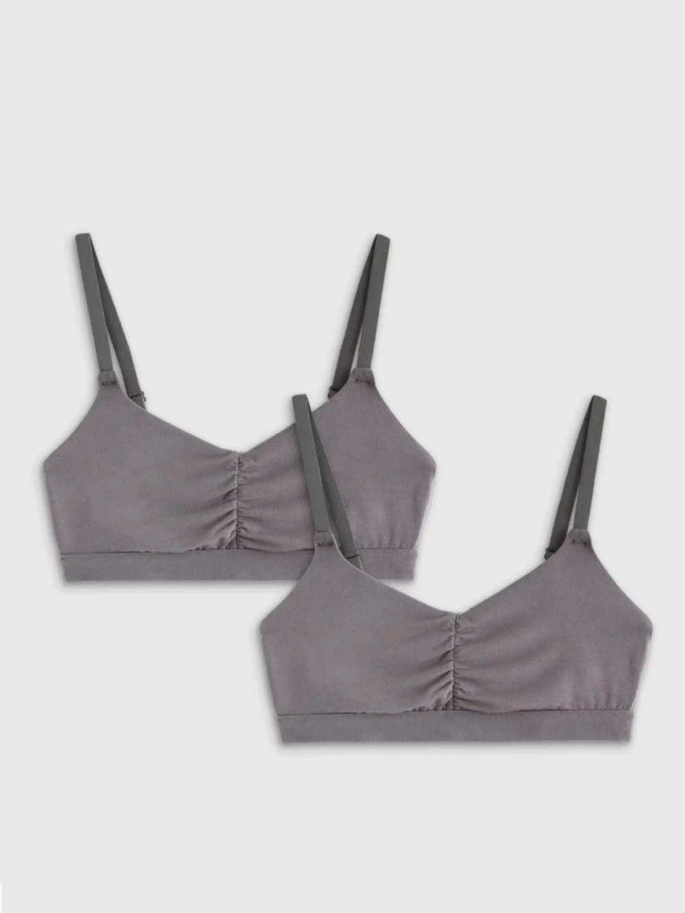 Quince Micromodal Ruched Bralette Gray 2 Pack NEW Sz L